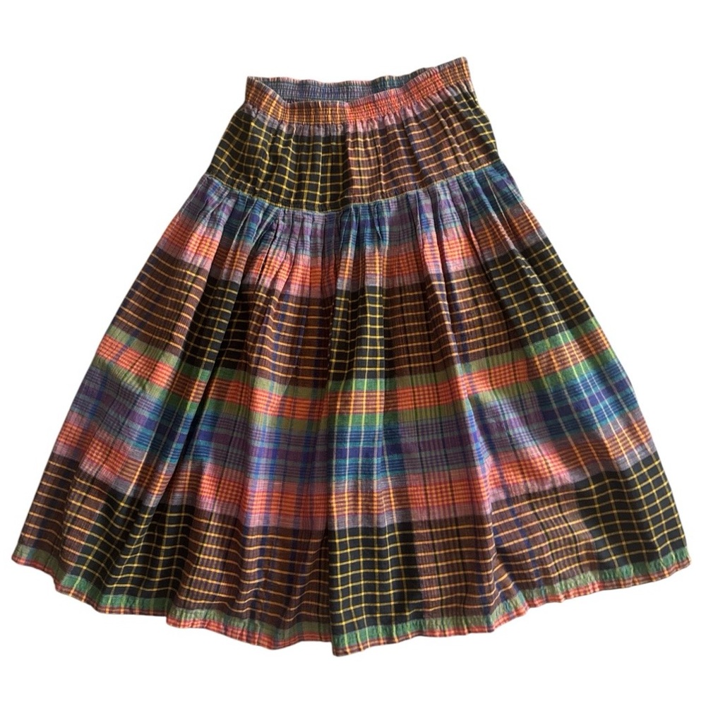 Vintage Lizsport plaid pleated skirt 100% cotton women's size M